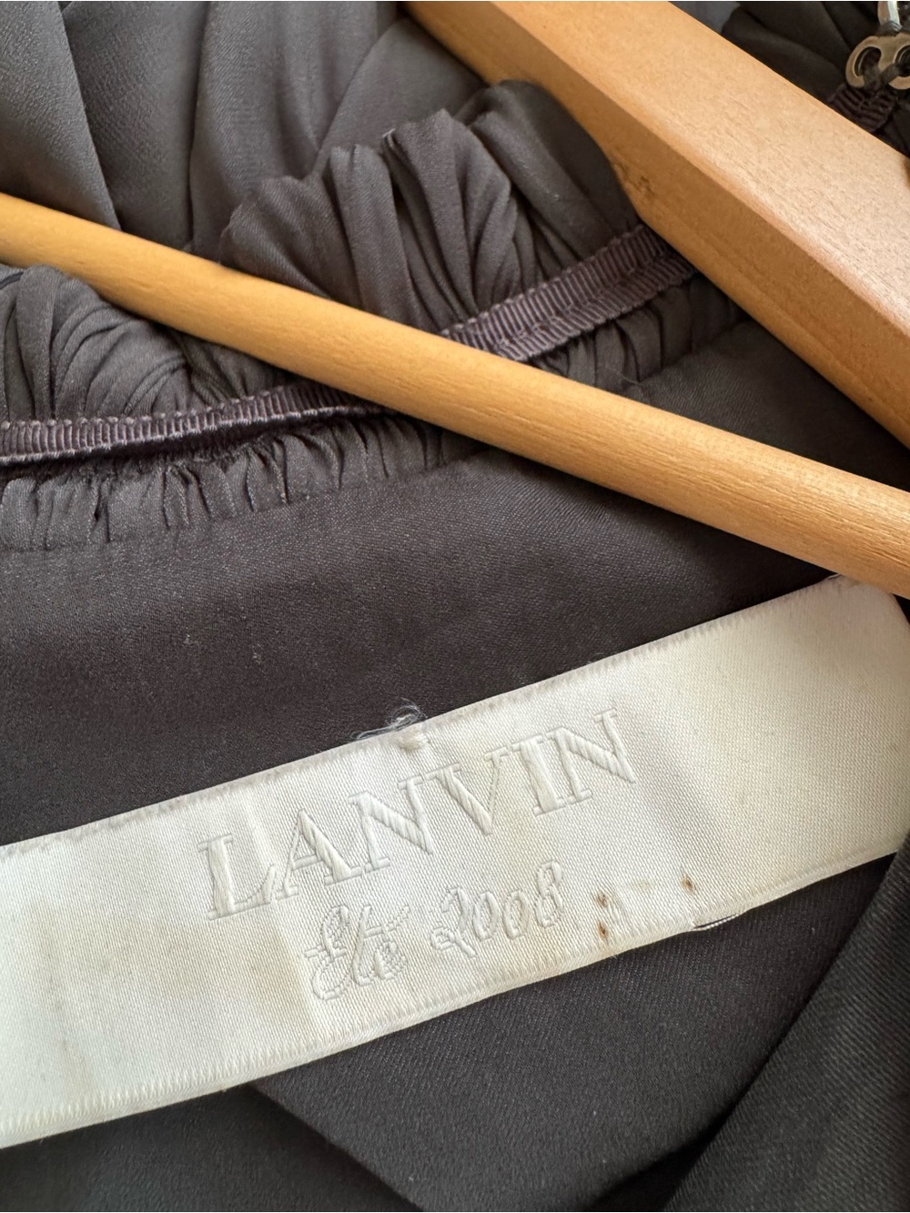 Lanvin Pleated Gathered Charmeuse Dress Grey Size 38 - Picture 9 of 9